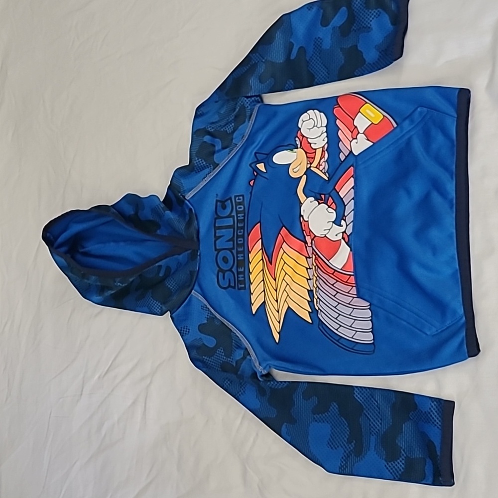 💥5/$25 Jumping Bean Boy 4 Blue Sonic The Hedgehog Hooded Active Sweatshirt